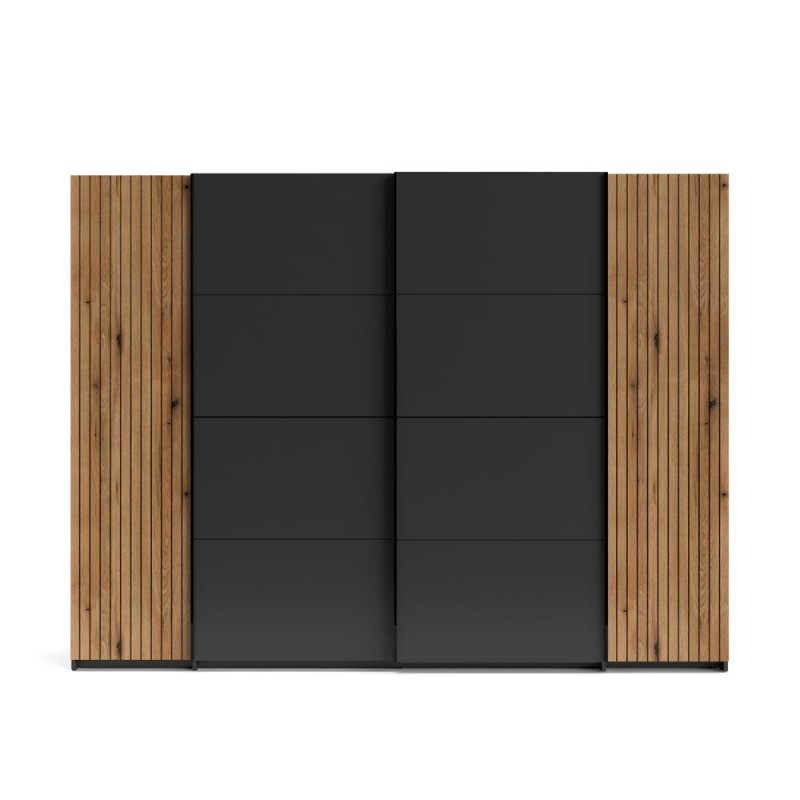 Armadio Esteban 270 cm con 2 ante scorrevoli e 2 battenti – Antracite e Rovere Evoque - immagine 3