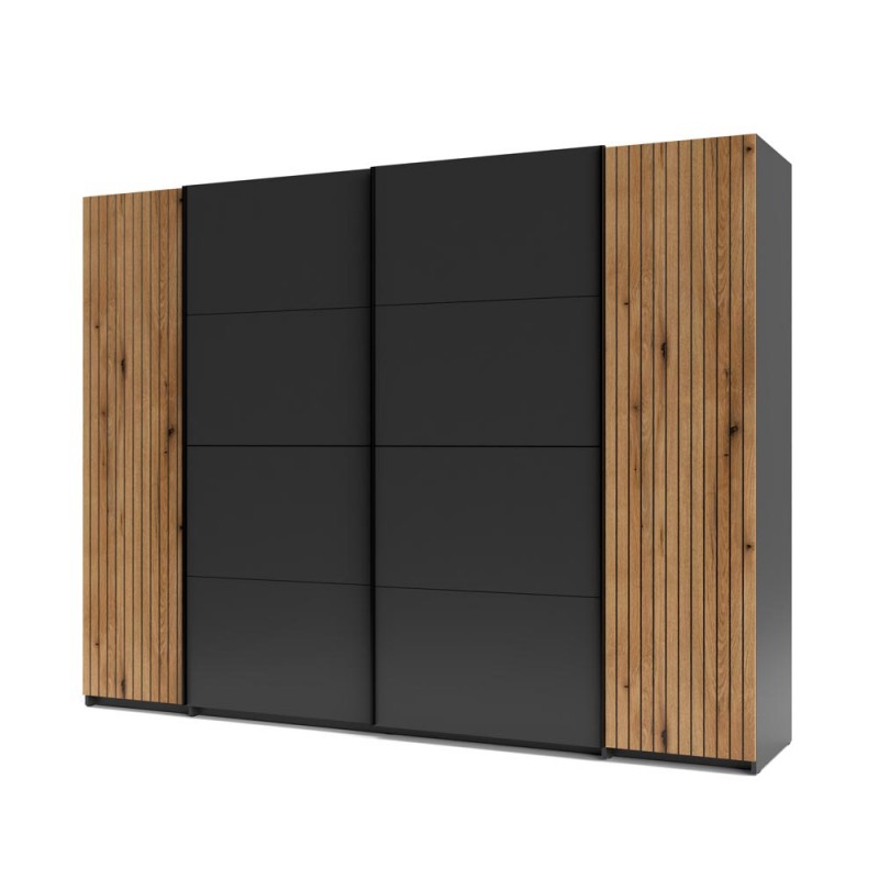 Armadio Esteban 270 cm con 2 ante scorrevoli e 2 battenti – Antracite e Rovere Evoque - immagine 4