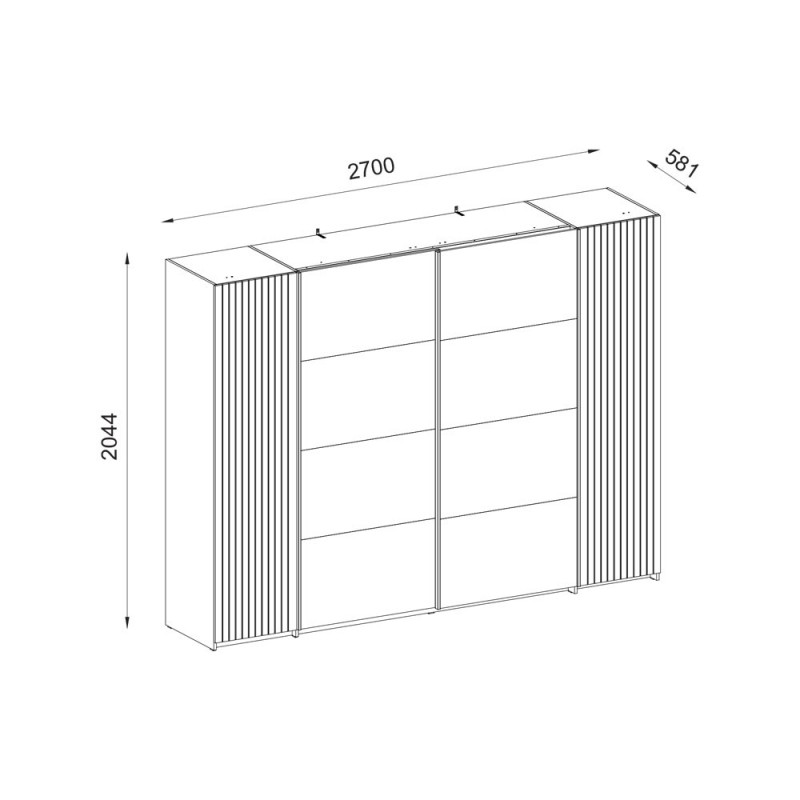 Armadio Esteban 270 cm con 2 ante scorrevoli e 2 battenti – Antracite e Rovere Evoque - immagine 5