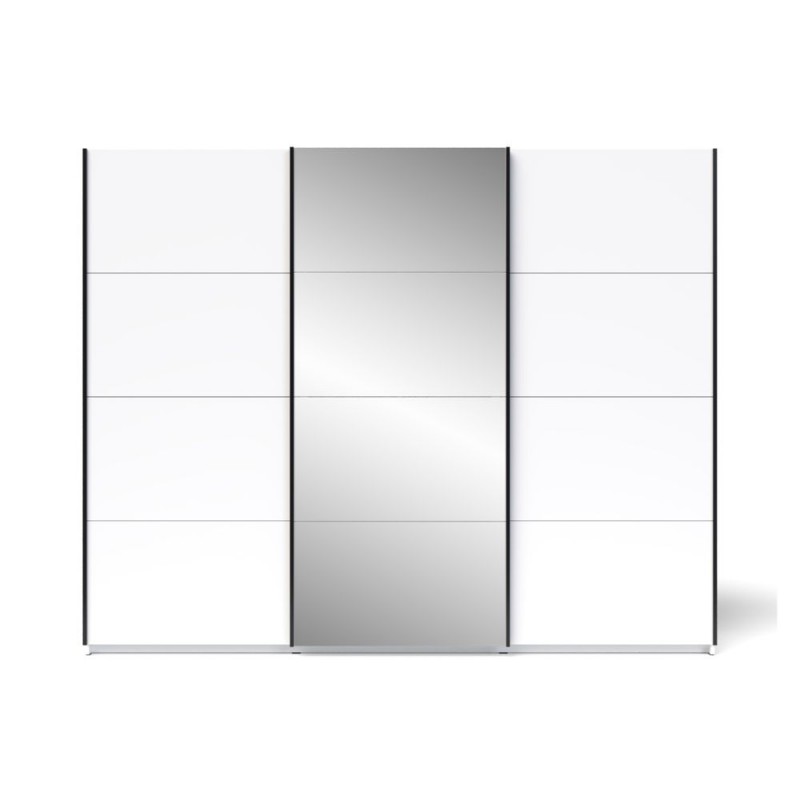 Armadio Zegna 255 cm con 3 ante scorrevoli e specchio – Bianco - immagine 3