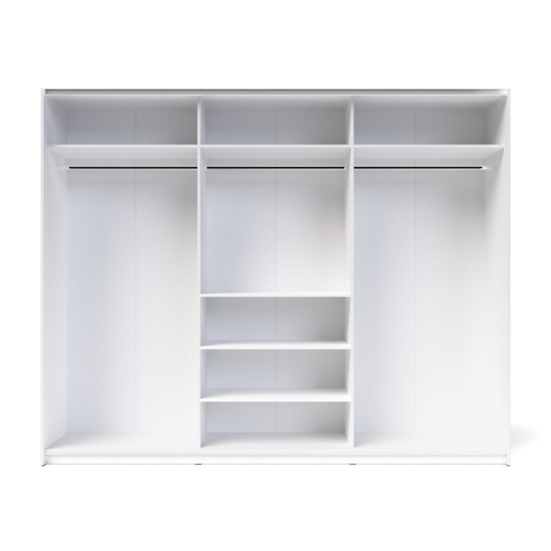 Armadio Zegna 255 cm con 3 ante scorrevoli e specchio – Bianco - immagine 5