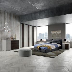 Camera da Letto Completa Cecilia – Grigio Frassinato e Noce Scuro con Letto Contenitore