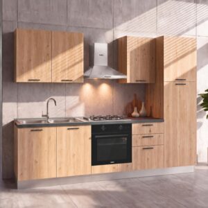 Cucina completa Asti 255 cm Rovere Lis con Elettrodomestici