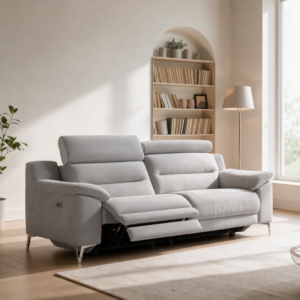 Divano Egeo 3 posti con 2 recliner elettrici - tessuto Munich 38 grigio