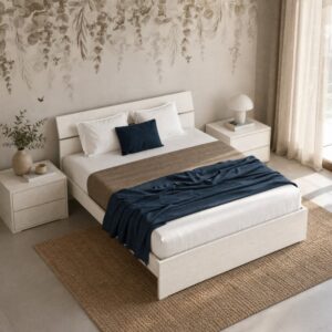 Letto Matrimoniale 160 cm Bianco Frassinato – Design Moderno Made in Italy