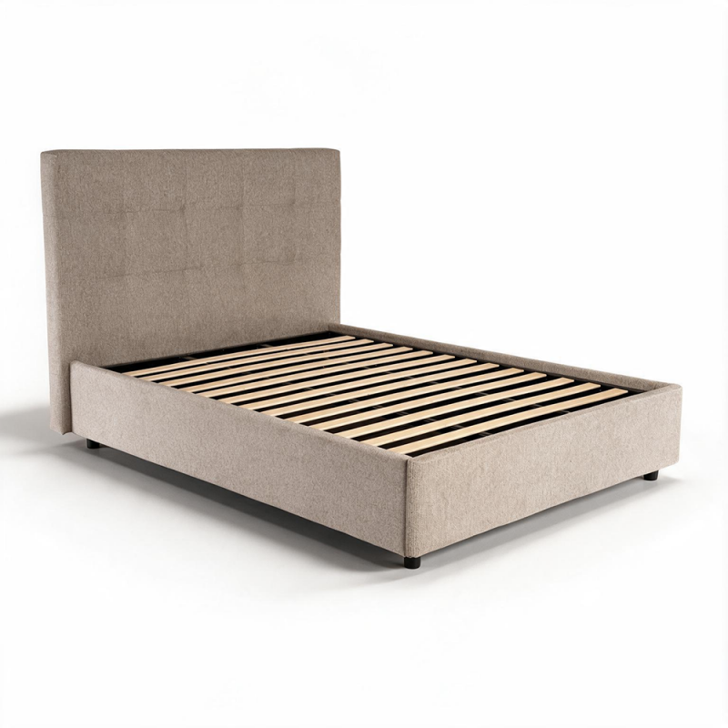 Letto alla Francese ASCOLI 140x190 con Contenitore e Rete Inclusa – Taupe - immagine 2