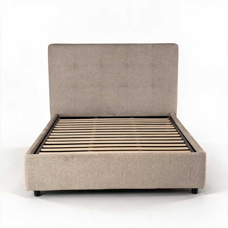 Letto alla Francese ASCOLI 140x190 con Contenitore e Rete Inclusa – Taupe - immagine 3