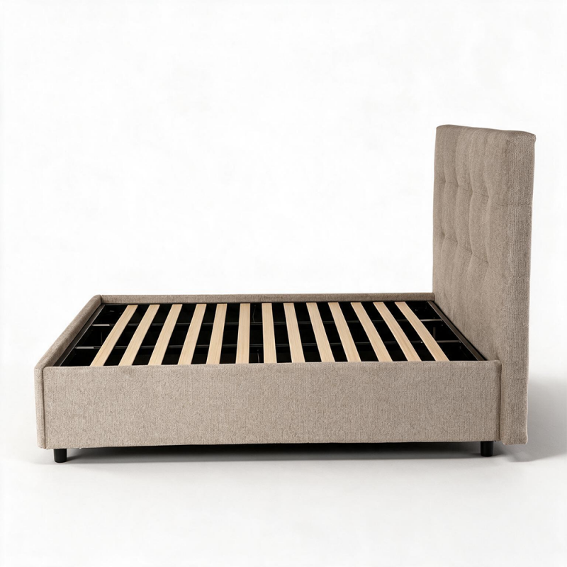 Letto alla Francese ASCOLI 140x190 con Contenitore e Rete Inclusa – Taupe - immagine 4
