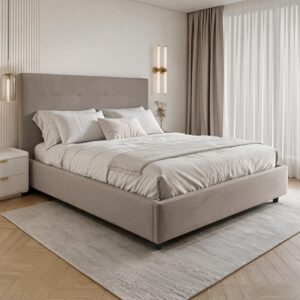 Letto alla Francese ASCOLI 140x190 con Contenitore e Rete Inclusa – Taupe