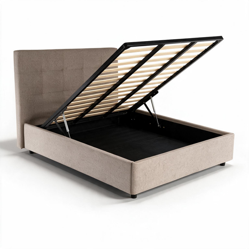 Letto alla Francese ASCOLI 140x190 con Contenitore e Rete Inclusa – Taupe - immagine 5