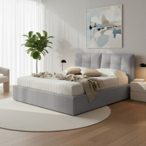 Letto Matrimoniale MELIA 160x190 con Contenitore e Rete Inclusa – Grigio
