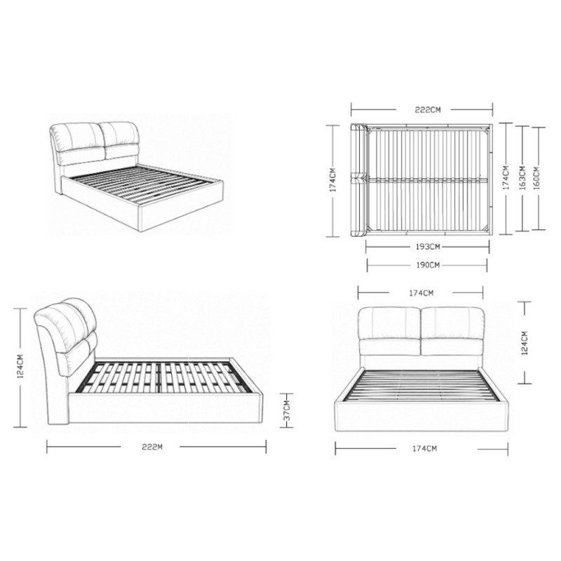 Letto matrimoniale Sofaback contenitore Enjoy 03 Taupe 160x190 cm - immagine 9