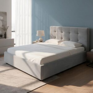 Letto Una Piazza e Mezza Ascoli con Contenitore 120x190 cm – Grigio Chiaro