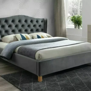 Letto matrimoniale Aspen 180x200 cm in velluto grigio